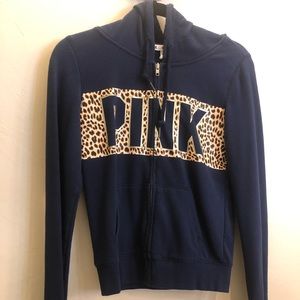 Pink Victoria’s Secret navy cheetah sweat set